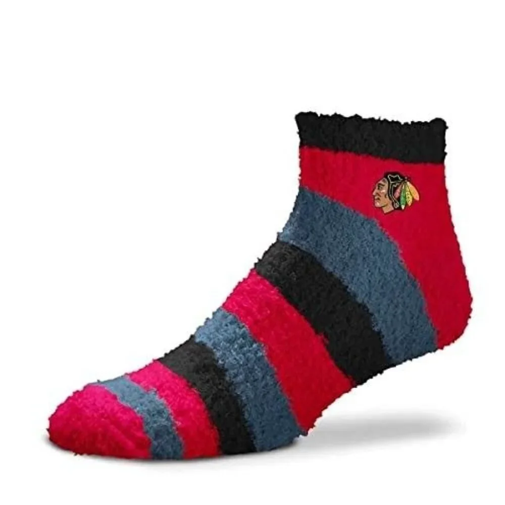 For Bare Feet NHL Chicago Blackhawks Cozy Fuzzy Socks Team Colors NEW OSFM Lot 2
